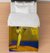SurArt 101 Duvet Cover on a bed, highlighting its stylish and contemporary design.